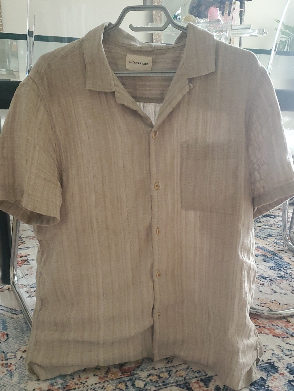 Lucky Brand Linen Cotton Short Sleeve Shirt L